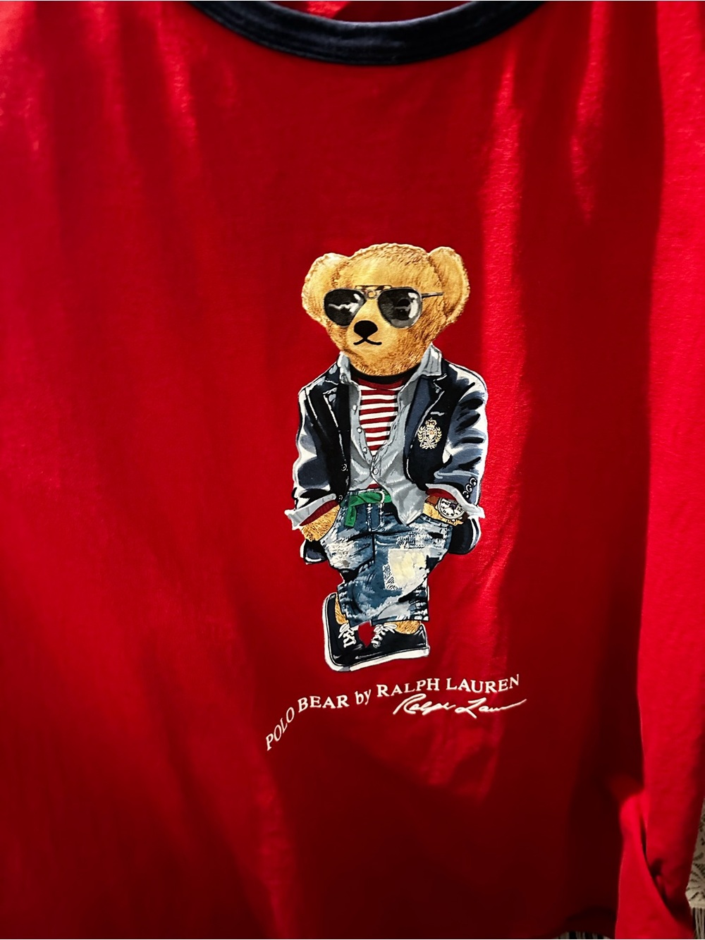 Polo Ralph Lauren Men's Red Polo Bear Graphic Cotton Ringer Tank Top XLT - Picture 5 of 12